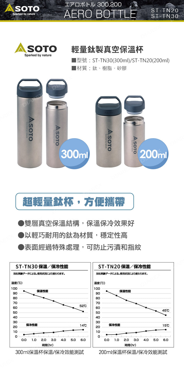 SOTO|超輕量鈦製真空保溫杯ST-TN30|300ml| 148g